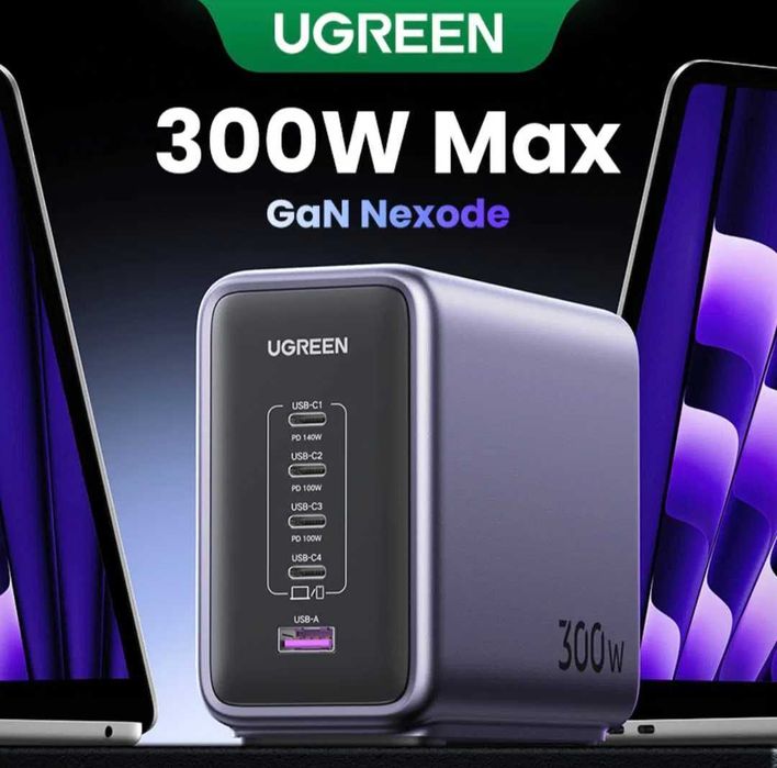Ugreen 300W — GaN Зарядка для Ноутбуков и Смартфонов. Есть доставка