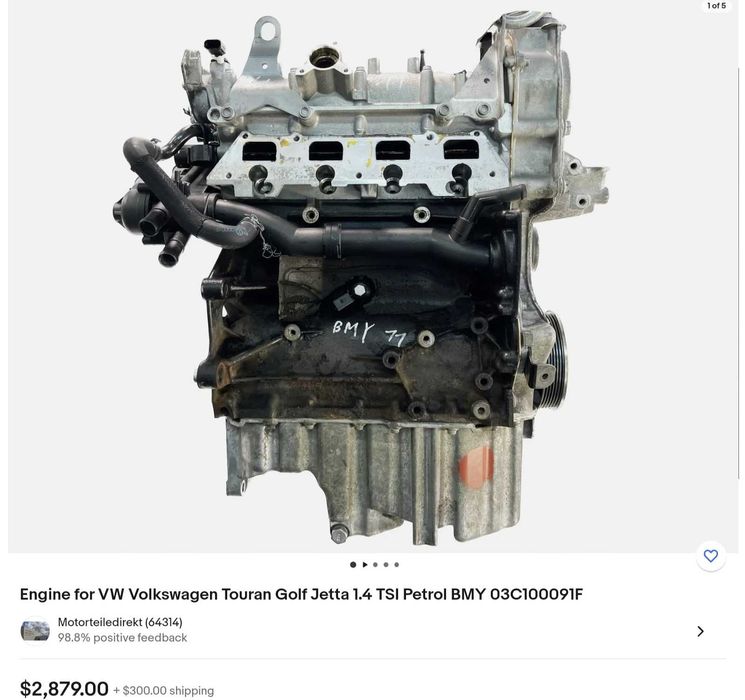 Двигател Мотор Volkswagen Touran Golf Jetta 1.4 TSI Petrol BMY