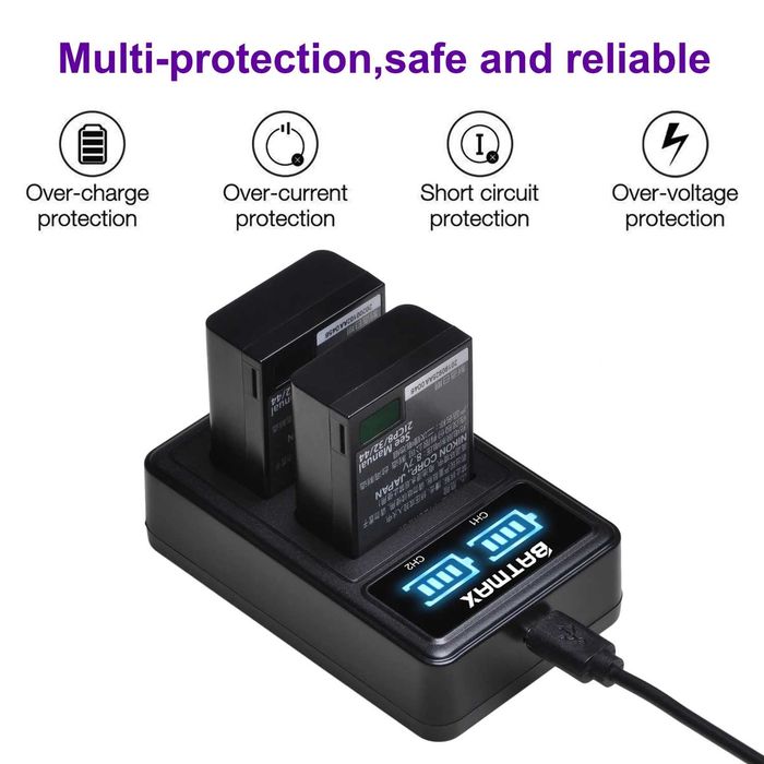 Set 2 acumulatori EN-EL25 + incarcator dublu Nikon Z30 Z50 ZFC