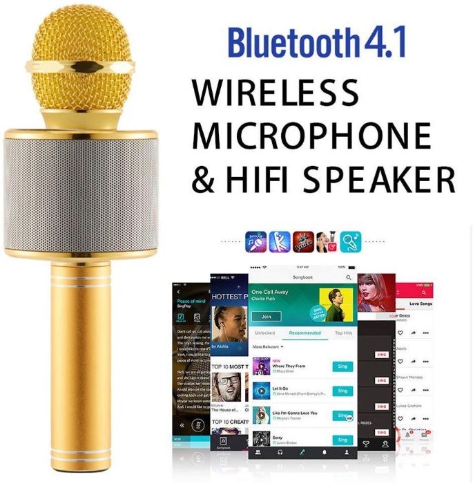 Handheld KTV WS-858 Wireless Microphone HIFI Speaker - Черен