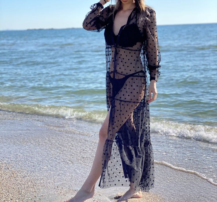 Rochie transparenta, neagra, lunga