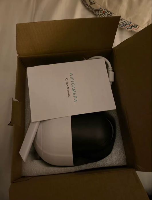 Cameră supraveghere exterior WiFi 360° nouă + card + ghid instalare