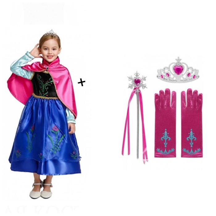 Рокля- костюм на Ана от Замръзналото Кралство+подарък Аксесоари!