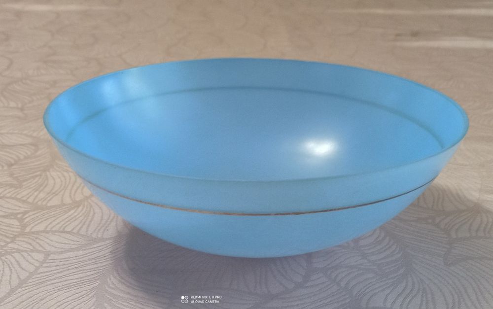 Abajur sticla, albastru cu auriu, E27, fi=22cm, h=8cm