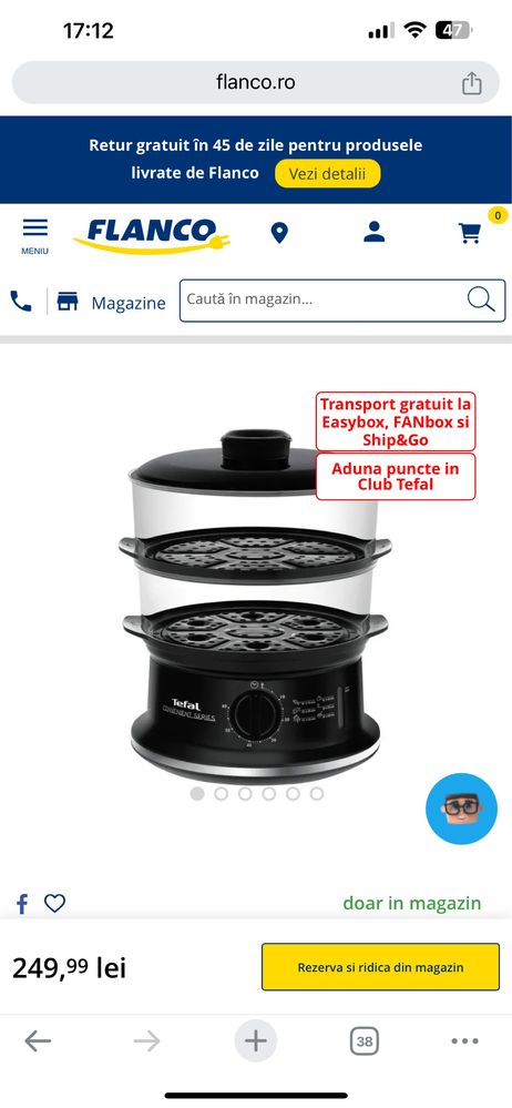 Aparat de gatit cu aburi Tefal VC140131, 900 W, 6 l, Negru