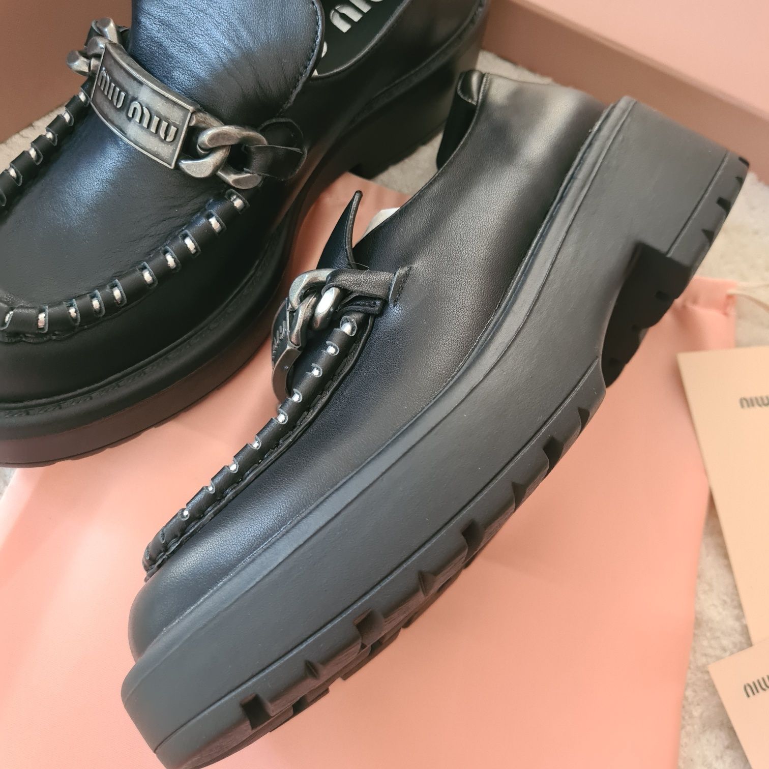 Loafers MiuMiu - size 38/calf leather naturala/premium/full pack