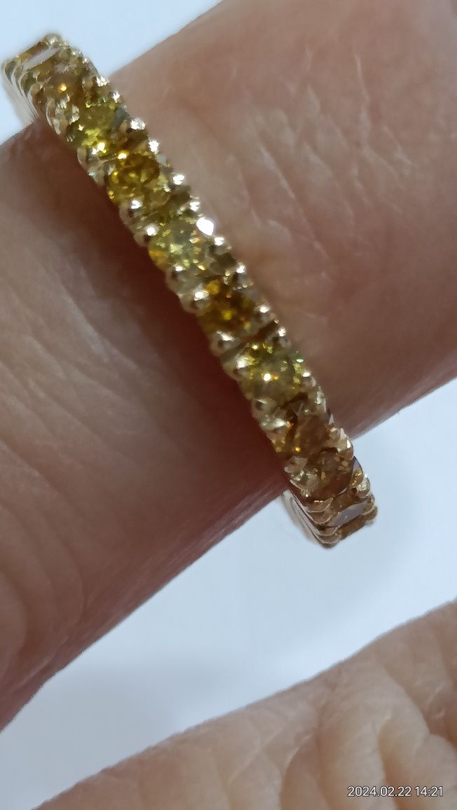 Vind inel eternity din aur 14kt cu diamante naturale galbene 1,33ct