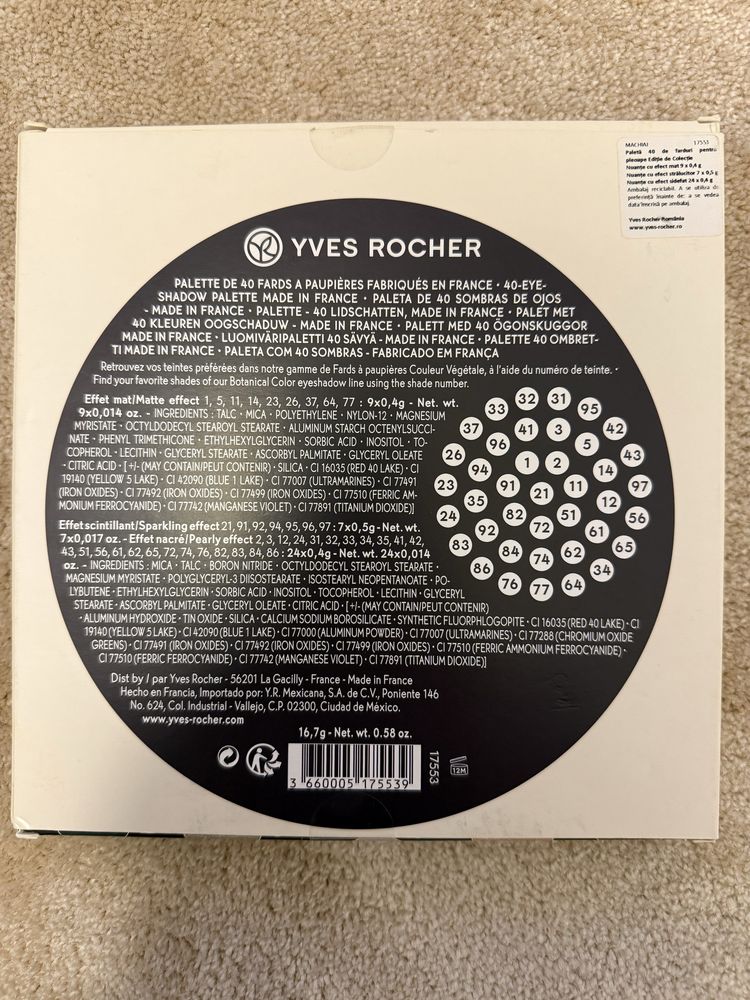 Paletă 40 de farduri de pleoape Yves Rocher