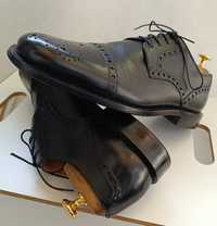 Pantofi derby 43 brogue lucrati manual Bally piele naturala moale