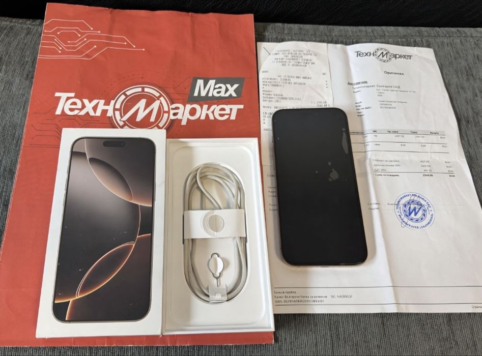 КАТО НОВ 256GB iPhone 16 Pro Max Техномаркет Гаранция 2026 Desert