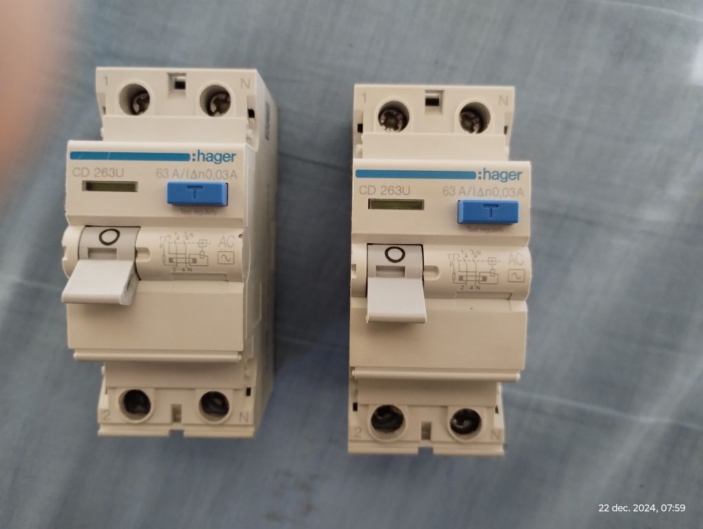 Siguranța automata diferentiala Hager 63 A  30mA