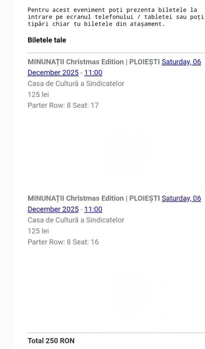 Bilete Minunatii Ploiești 6 decembrie