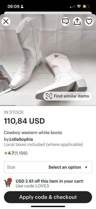 Vând Cizme noi albe cowboy western