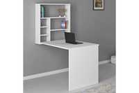 Практично, Сгъваемо офис бюро Ravin, бял цвят, 63x90x154cm