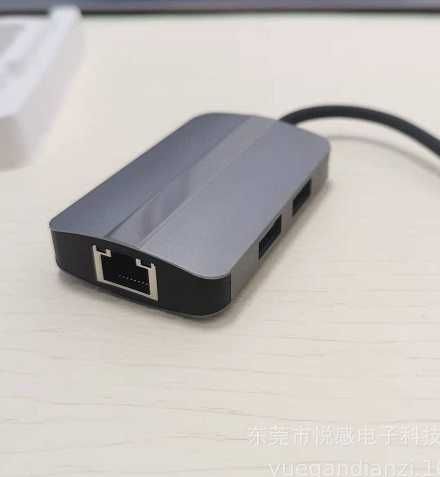 Сетевой USB hub хаб Type c  5 в 1  Док станция Картридер Конвертер