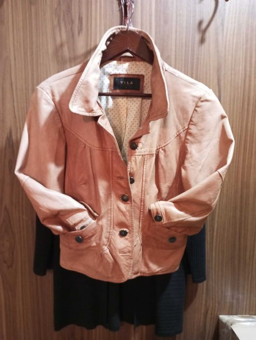 Дамско яке, пролет/есен, VILA Clothes, с 3/4-ти ръкав, естествена кожа