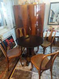 Masa lemn  Art Deco ,4 scaune thonet mundus burlova