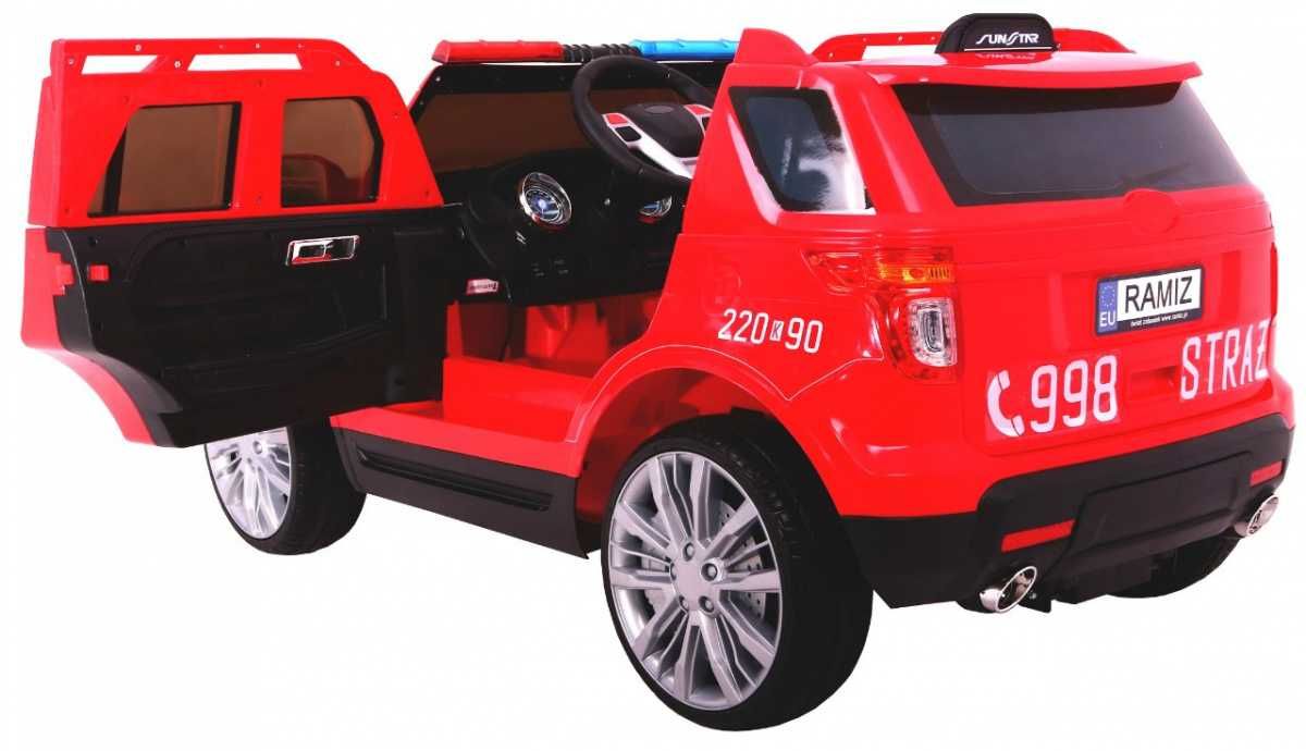 Детска Акумулаторен Джип Fire/Police, 90W, 12V/7Ah, R/C 2.4, EVA гуми