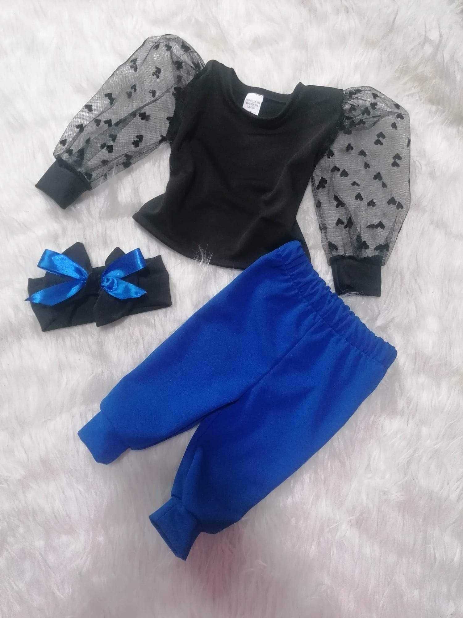 Set fetite 3 piese, bluza cu maneci din tull