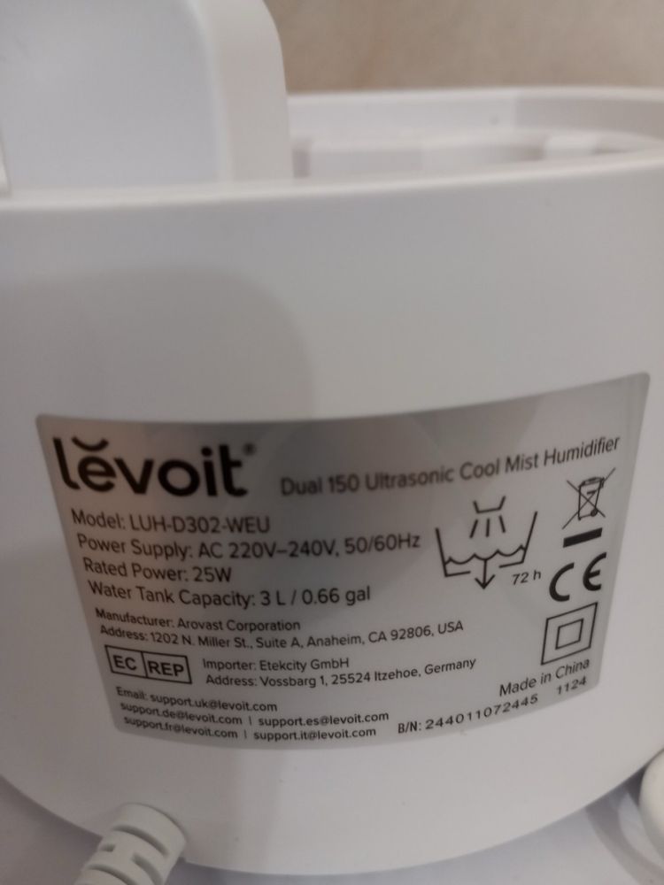 Ултразвуков овлажнител за въздух Levoit Dual 150