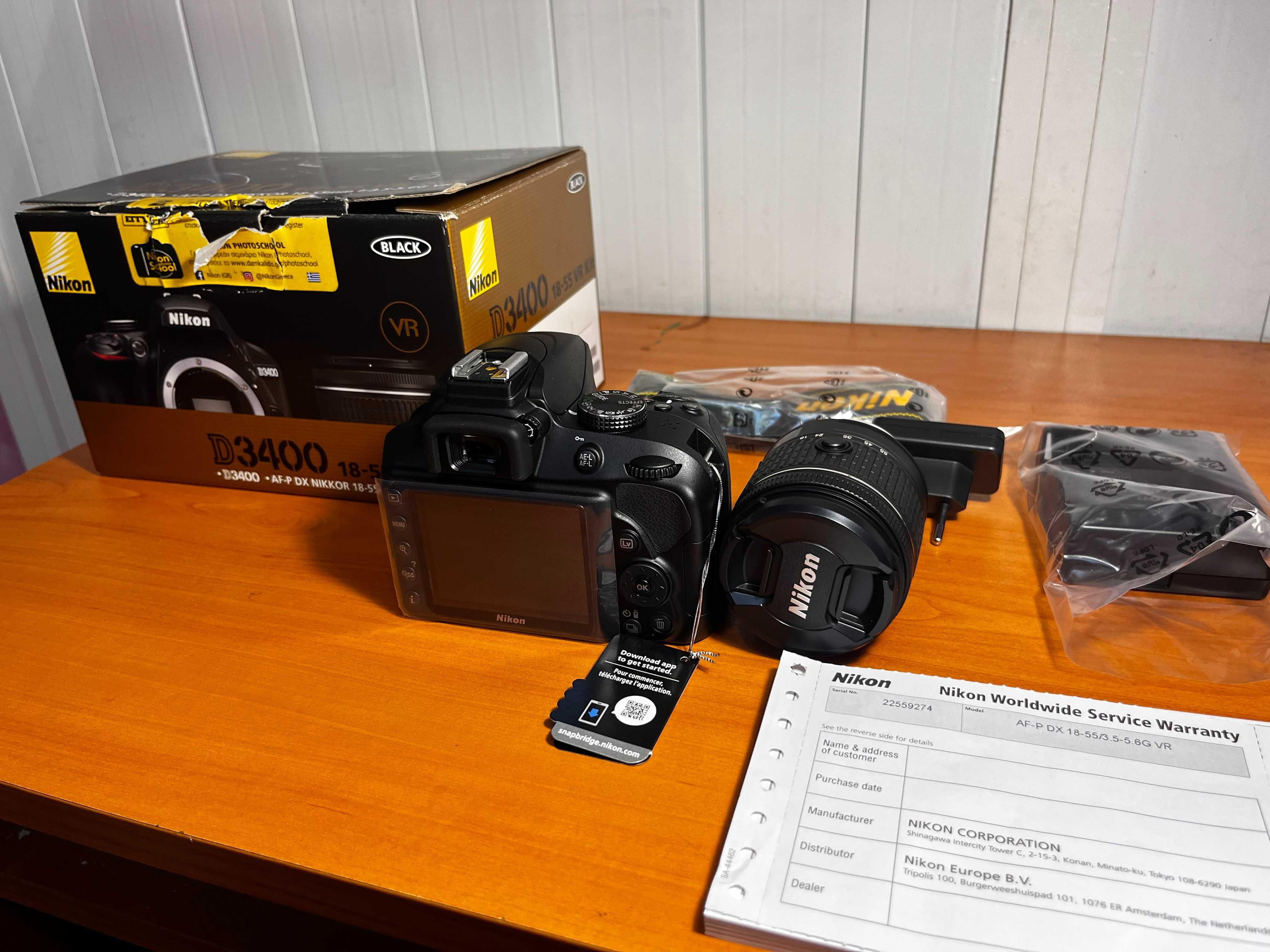 Nikon D3400 + 18-55mm VR Kit – Чисто нов!