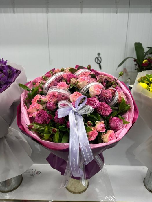 pion bables romashka atirgul buket gullar 101 201