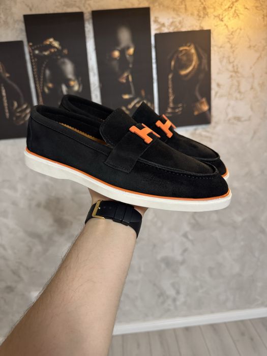 Espadrile/Mocasini Barbati H E R M E S  Black Din Piele!