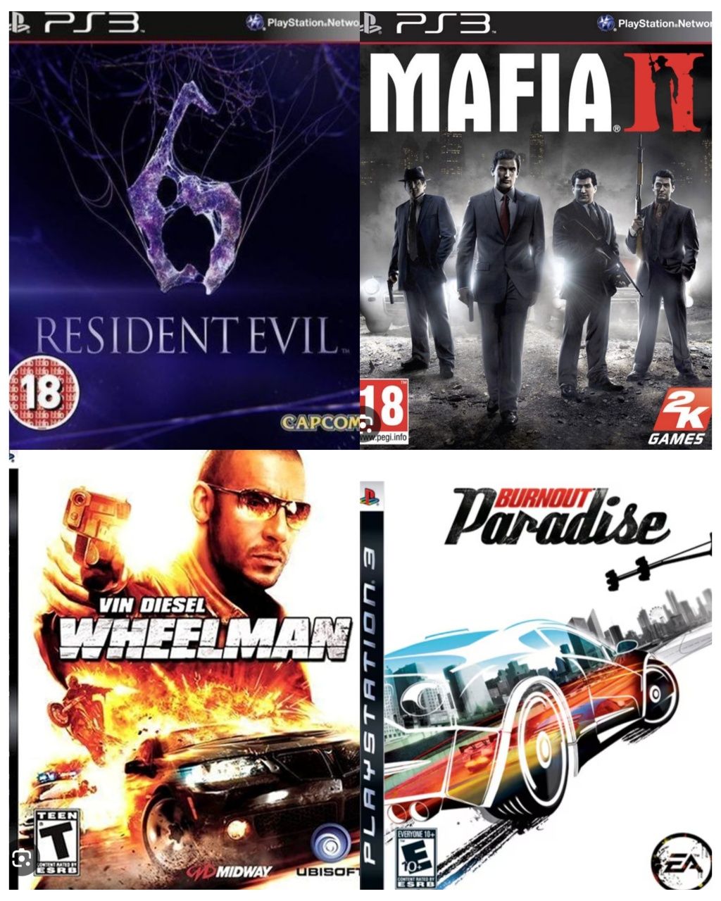 LOT jocuri ps3 Resident evil 6 Mafia burnout Paradise Wheelman