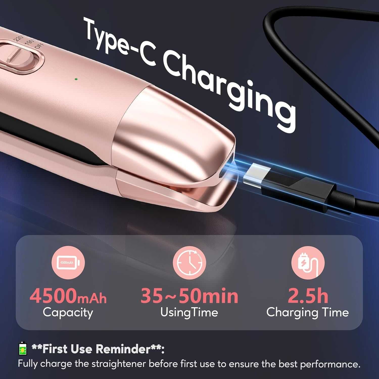 Terviiix Безжична мини преса за коса и маша 2 в 1 за къса коса 4500mAh