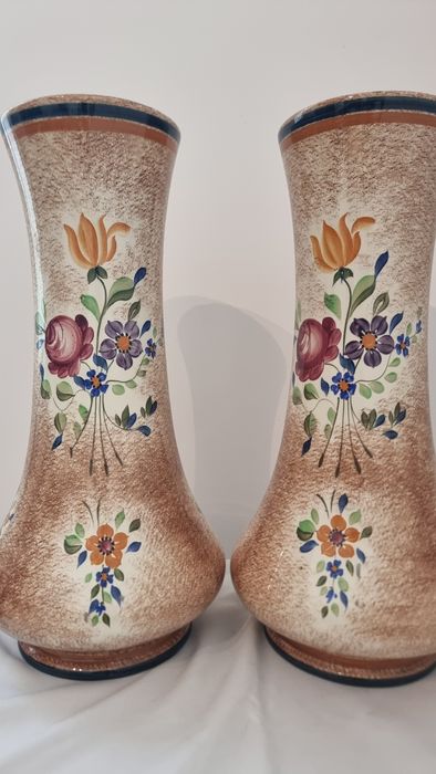 Set 2 vaze ceramice Boch Freres Keramis Belgia 1920-1940 pictate manua