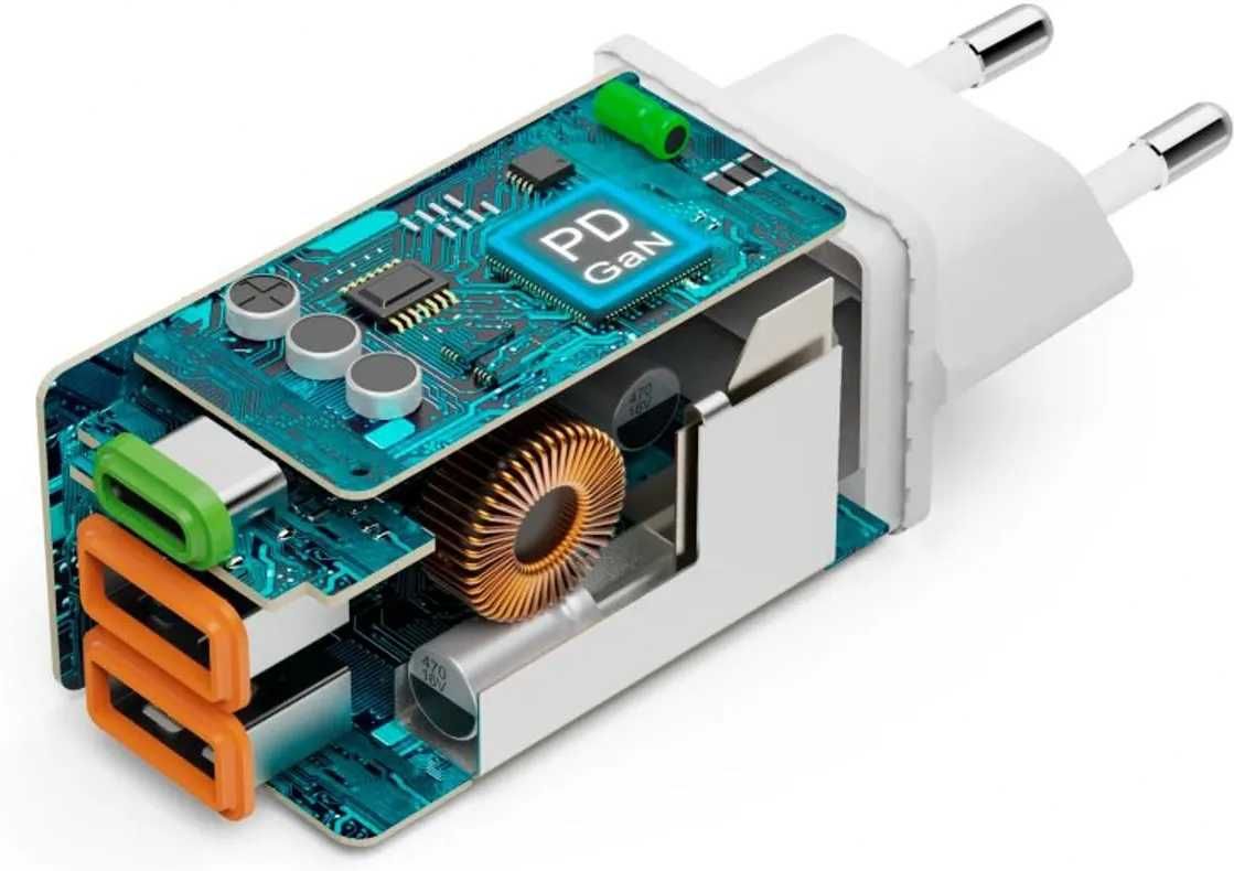 Incarcator 45W HAMA 201995 1xUSB-C 2xUSB-A PD Quick Charge 3.0 GaN Alb
