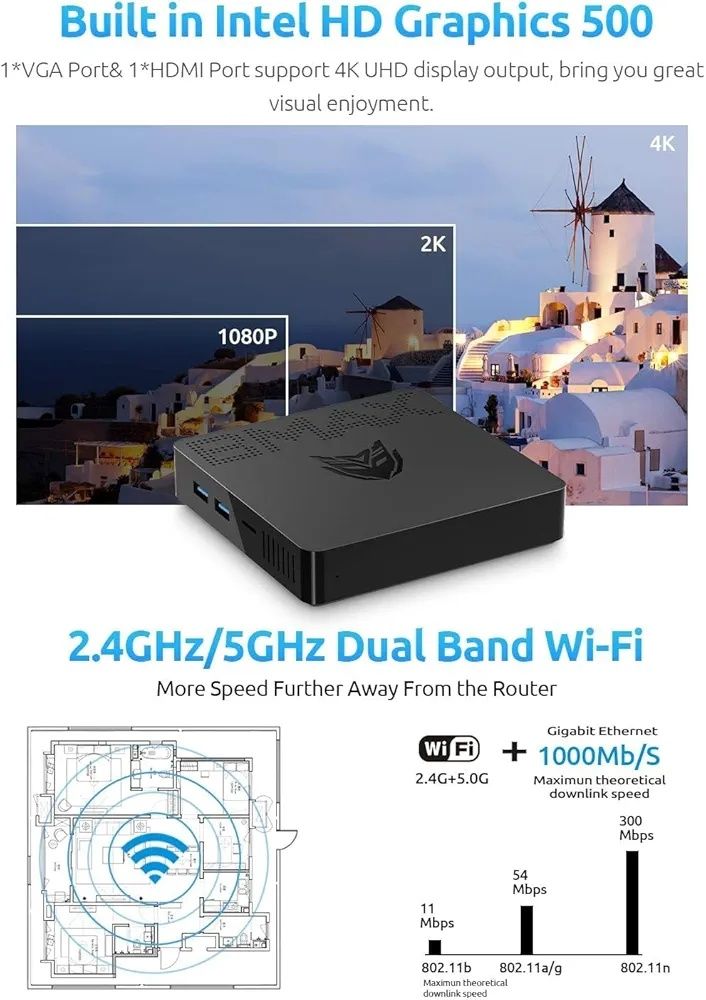 BMAX Mini PC B1Pro 8GB DDR4 128GB eMMC W-11 Pro Gemini Lake N4000, NOU