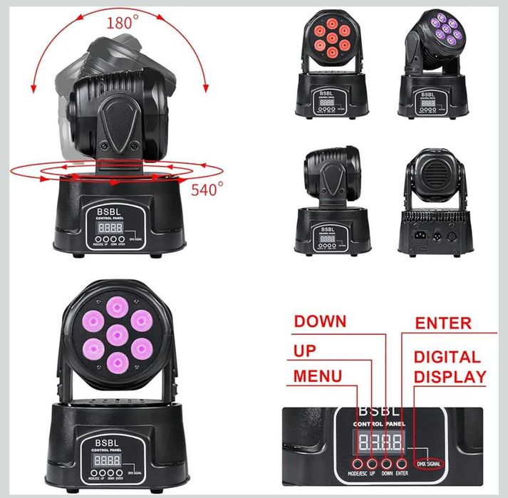 Флаш LED движеща се глава парти проектор 7x10w rgbw