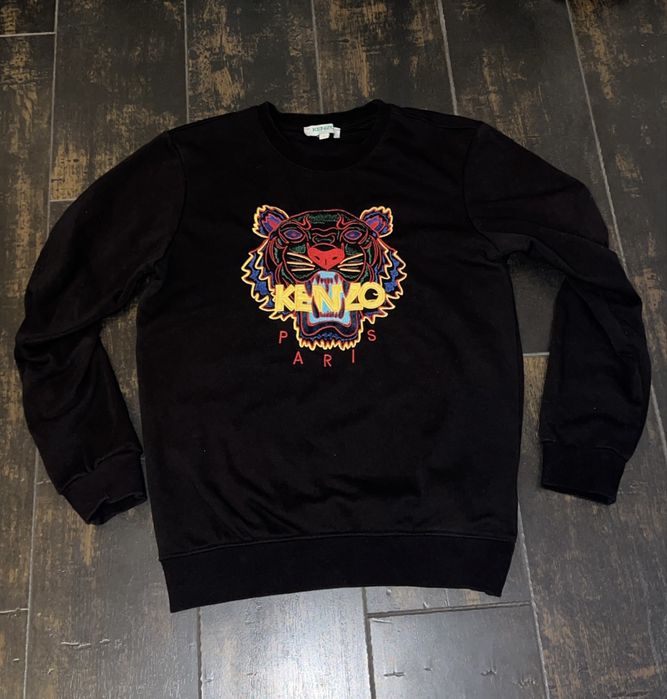 Kenzo Bluza Tiger Sweatshirt Negru - Broderie Multicoloră