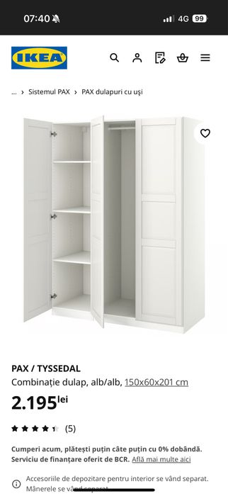 Dulap dormitor 150 /60/200