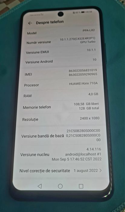 Huawey model Y 7 A 128 Gb stocare cu 4 Gb rami cu încărcător original