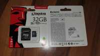 Card de memorie microSD + adaptor original Kingston 32GB clasa 10