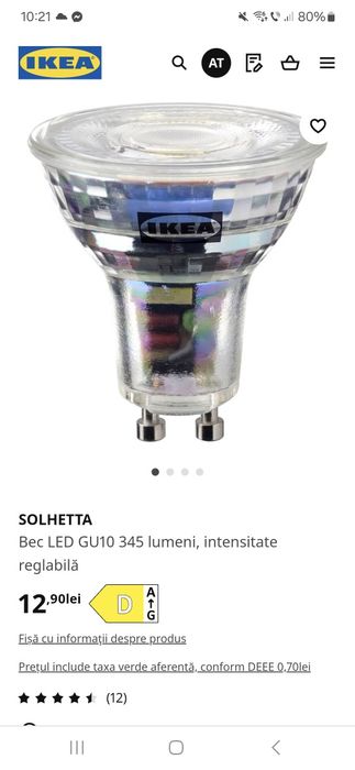 Bec LED GU10 345 lumeni, intensitate reglabilă