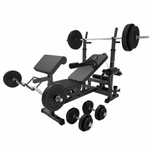 Set banca multifunctionala + greutati din ciment 100kg