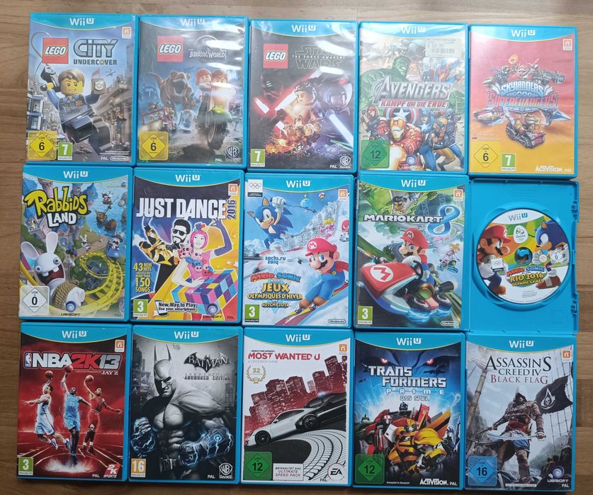 Lot jocuri WiiU Mario Sonic Lego Just Dance Marvel Batman Transformers
