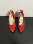 Pantofi dama, piele intoarsa, marimea 35, rosii, Bata, toc 9 cm.