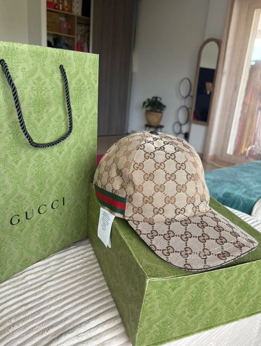 Sapca unisex Gucci originala bej baseball hat with Web noua cu factura