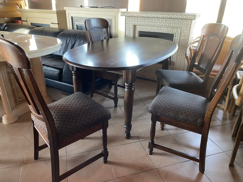 Masa ovala cu 4 scaune supebe lemn masiv stejar/ratan, calitate varf !