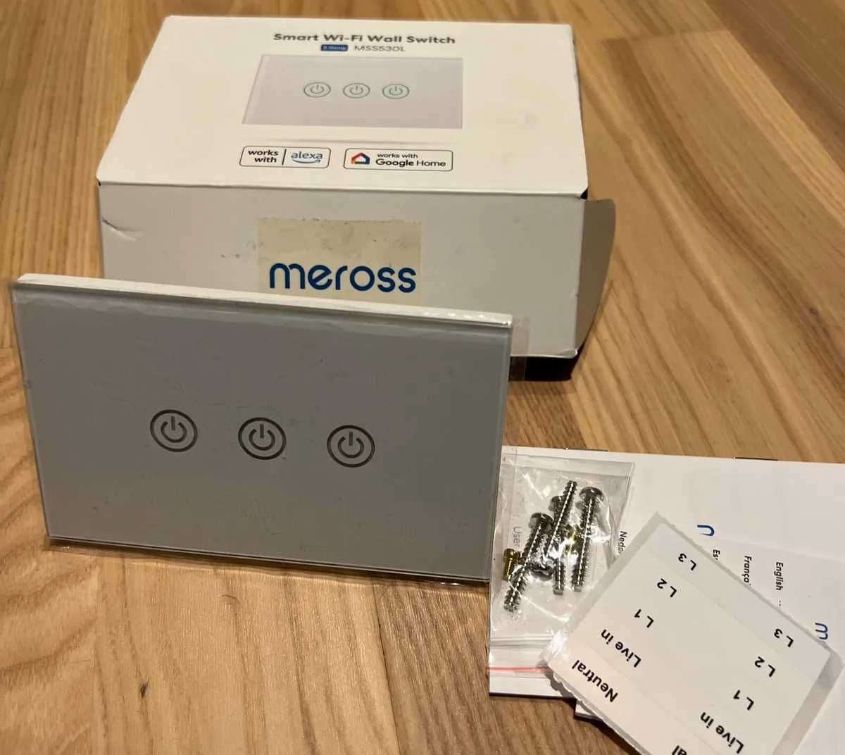 Întrerupător de perete Wi-Fi inteligent Meross MSS530L NOU