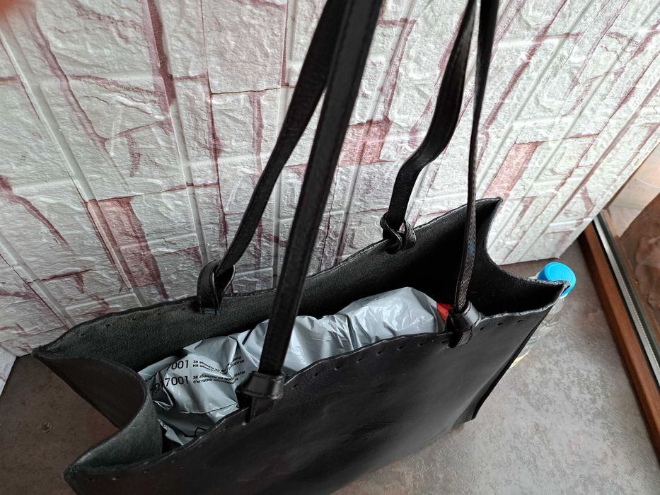 дамска чанта ZARA,черна кожена чанта,зара-естесвена кожа