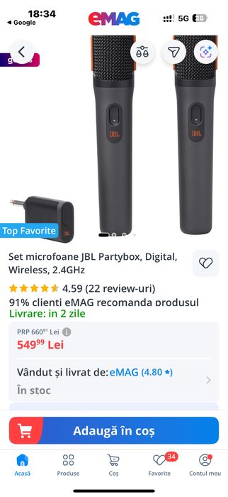 Set microfoane JBL Partybox, Digital, Wireless, 2.4GHz nou !