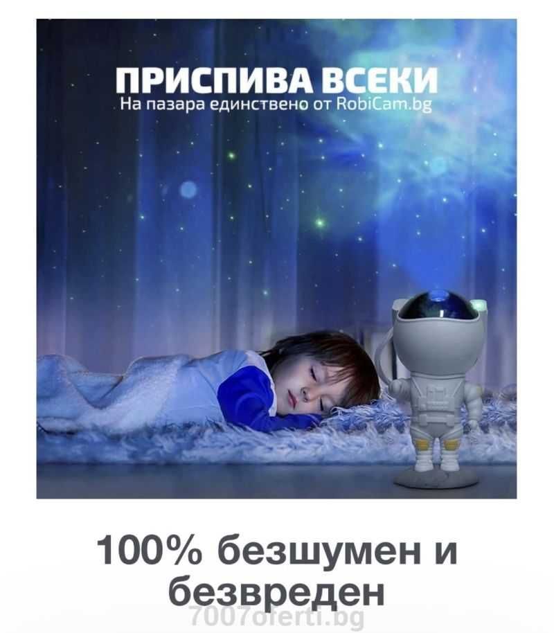 Нощна лампа астронавт с Bluetooth проектор прожектор детска
