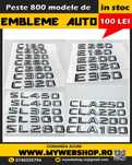 Emblema GLC300, GLS350, E220, S400, E63, C350, Chrom, Negru Mercedes