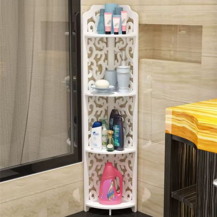 Многофункционален ъглов рафт за баня с 4 нива