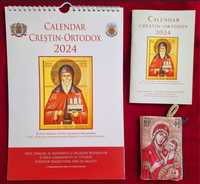 Calendar Crestin Ortodox 2024 de perete 14 file A4 + portofel Iconita